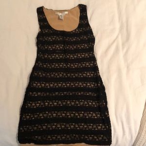 Max Studio black lace dress with nude lining